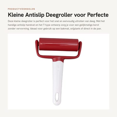 Dailygoods- Deegroller Antislip - Kleine Deegroller - Handbediening - Voor Pizza/Taart - Hangend Gatontwerp - Gelijkmatige Korst