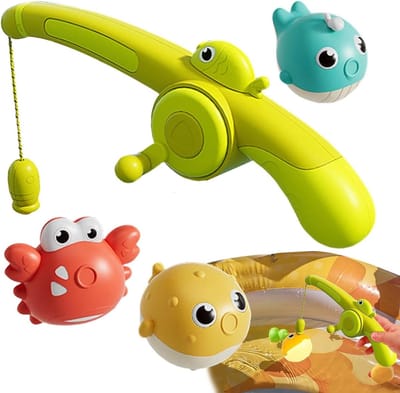 Badspeelgoed Vissen - Educatief Spel - Badplezier Stimuleren - Magnetische Hengel - 32.7 cm - Meerdere Kleuren