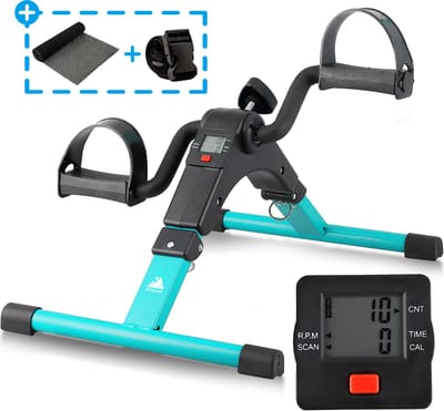 Evoland Stoelfiets Z01 - Bureaufiets - Deskbike - Fietstrainer - Mobiliteitstrainer - Instelbare weerstand - Opvouwbaar - Hometrainer - Met LCD scherm - Fitness - Pauwgroen