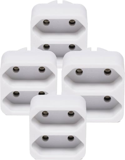 Benson Stopcontact splitter - 4x stuks - wit - duo - platte stekkers - 1155 Watt