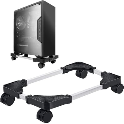 Unyqoos® Verstelbare PC-standaard met wielen voor veilige plaatsing en mobiliteit