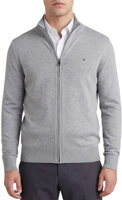 Tommy Hilfiger Pima Org Cotton Cashmere Light Grey Heather Taglia: L | Cardigan Outlet | Uomo | Grigio
