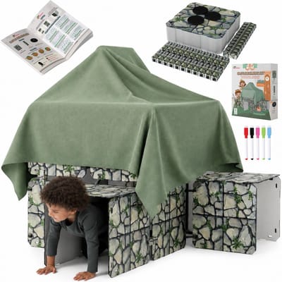Fort Bouwplaten Set + Uitbreidingspakket - 68 Onderdelen - Kasteel Bouwen - Speeltent - Speelhuis Bouwset - Fort bouwen - Bouwpakket - Bouwspeelgoed - Constructiespeelgoed voor Kinderen