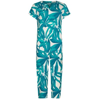 Pastunette Premium - Pyjama - Emerald Oasis - Viscose - Turquoise/Ecru - Maat 52