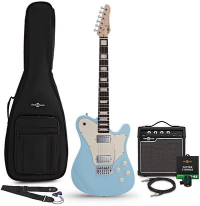 Knoxville Select elektrische gitaar blauw, 10 W gitaarversterker en accessoirepakket