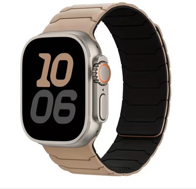 Melkthee zwart horlogebandje smartwatch dames en heren magnetisch sport siliconen band Geschikt voor Apple Watch 38 mm / 40 mm / 41 mm / 42 mm (serie 10 / 11) tweekleurig sportief ontwerp vervangende watch band