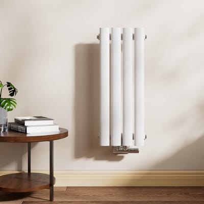 EMKE Design Radiator - Ovale Buizen - 60x24 cm - Enkel - Glanzend Wit - 177 W - Verwarming Alle Ruimtes