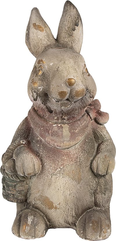 Clayre & Eef Decoratie Beeld Konijn 41 cm Grijs Bruin Magnesium (MGO)