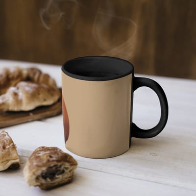 Magische Mok - Foto op Warmte Mokken - Koffiemok - Beer - Minimalistisch - Bruin - Magic Mok - Beker - 350 ML - Theemok