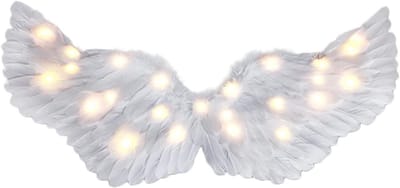 Witte Verlichte Cupido Vleugels Kostuum met Drie Verlichtingsmodi voor Schooltoneel en Kerstparades