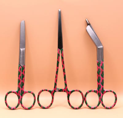 Verpleegkundige Scharenset 3-Delig – Verbandschaar, Schaar en Kocher – Medische Set – Pink Cactus