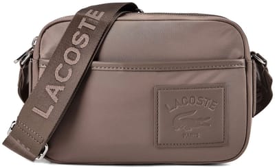 LACOSTE schoudertas Lacoste Classics Reporter Bag Morel donkerbruin