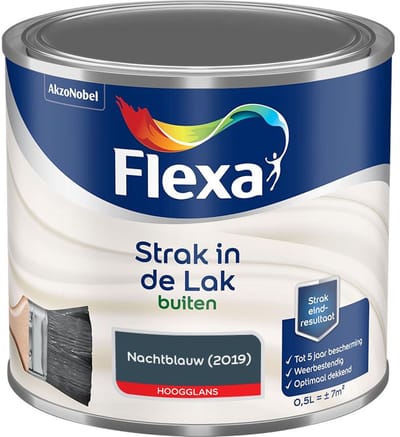 Flexa - Strak In De Lak Buitenlak Hoogglans - Nachtblauw - Mengverf - 500 Ml