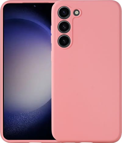 Hoesje Geschikt Voor Samsung Galaxy S23 hoesje siliconen suède backcover met microvezel laag – Roze