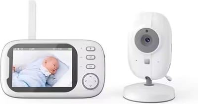 Chevremont Babyfoon met Camera & Monitor - 360° Rotatie, Nightvision, 2-Way Talk, Temperatuurmeter & 8 Slaapliedjes - Veiligheid en Comfort voor Jouw Baby!