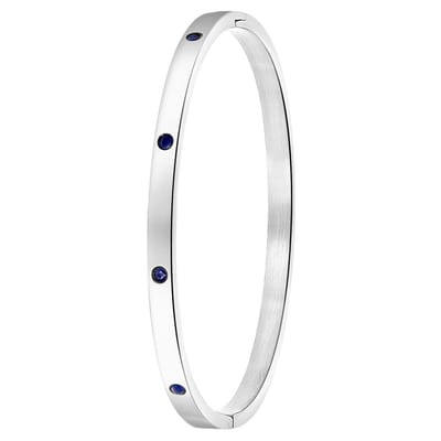 Lucardi Dames Armband bangle geboortestenen - Staal - Armband - Cadeau - Stijlvol - Zilverkleurig