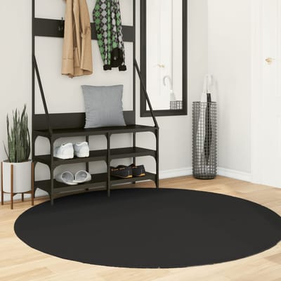 vidaXL - Vloerkleed - HUARTE - laagpolig - zacht - wasbaar - Ø - 160 - cm - zwart