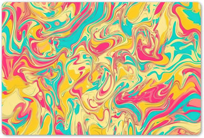 Placemats 45x30 cm - Placemat kunststof - 1 stuk - Geel - Roze - Blauw - Retro - Borden onderleggers - Decoratie voor op tafel - Keuken tafeldecoratie accessoires - Vinyl onderlegger - Tafelversiering