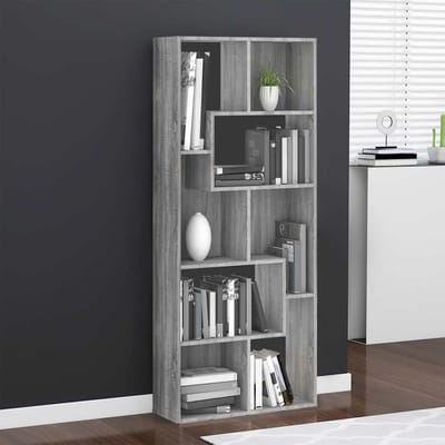 vidaXL - Boekenkast - 67x24x161 - cm - bewerkt - hout - grijs - sonoma - eikenkleurig