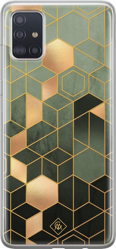 Casimoda® hoesje - Geschikt voor Samsung A51 - Kubus Groen - Backcover - Siliconen/TPU - Groen