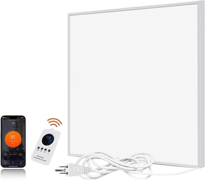 Infraroodverwarming Paneel - Elektrische Heater - Bijverwarmen Ruimte - Met Thermostaat - 60x50 cm - Wit