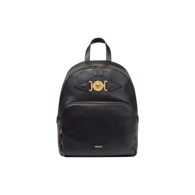 Versace Medusa Hoofd Logo Print Leer Rugzak Heren rugzakken Zwart 1005331-1A03190-1B00V Basic Set (Bag+Dust Bag)