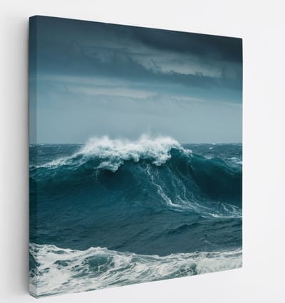 Saammp Canvas Schilderij - Ruige Zee - Landschap - Natuur - 20x20 - Foto op canvas - Wanddecoratie - Muurdecoratie Woonkamer - Slaapkamer decoratie - Canvas Print