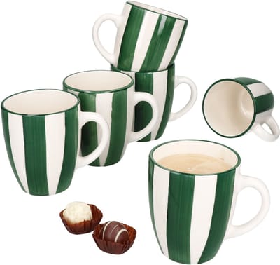 Set van 6 bosgroene stoneware koffiemokken voor 6 personen - 23105900
