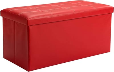 Voetenbank Opbergkruk - Poef Ottomaan - Zitplaats Creëren - Grote Opbergruimte - 76x38x38cm - Rood