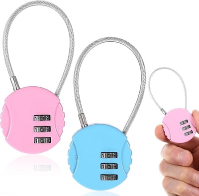 Cijferslot Set - Bagageslot Hangslot - Bagage Beveiligen - 3-Cijferige Combinatie - 3.8 x 9 cm - Roze Blauw