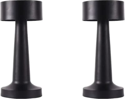Tafellamp Oplaadbaar – 2 Stuks - Zwart - LED - 3 Lichtkleuren - Acryl + Metaal - USB C oplaadbaar – Anti Slip - Dimbaar - Bureaulamp - Nachtlamp – Touch lamp - 21 cm