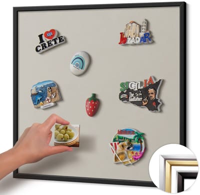 Wallfluent - Romig Magnetisch Bord in Verschillende Kleuren - 50 cm x 50 cm - Magneetbord met Zwarte Frame - Crèmekleur - Magnetisch Bord Rechthoekig - Magneetbord met Effen Frame - Magnetisch Bord voor aan de Wand