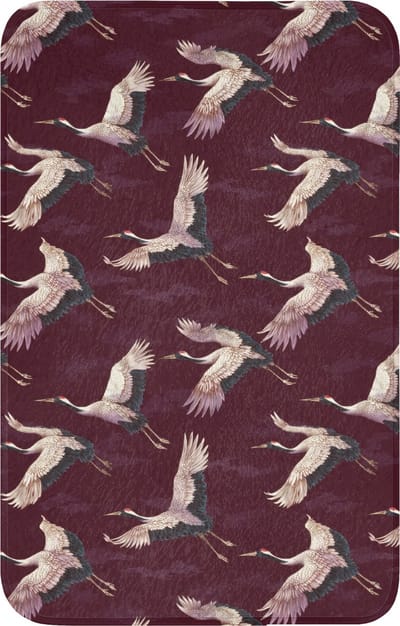 WC mat 50x80 cm - Antislip - Kraanvogels - Klassiek - Bordeaux - Toiletmat - Vloermat - Douchemat - Toilet tapijt - Toiletmatten