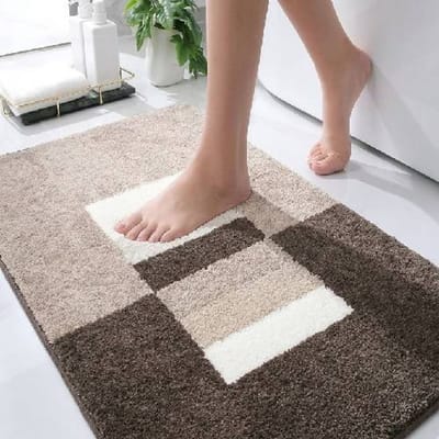 Casilin Badmat Antislip 60x90cm Elba - Waterabsorberende Badkamermat - Wasbaar en Sneldrogend - Voor Douche en Bad - Hoogpolig - Acryl - Rechthoek - Bruin, Zand