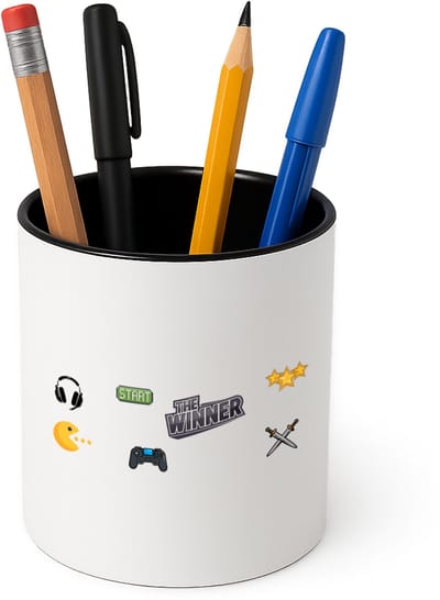 Hacebo® - Games Pennenbakje - Gamen - de echte gamers - pennenhouder - cadeau voor ieamand die houdt van gamen - verjaardagscadeau - gift - geschenk - Pennenbakje zwart