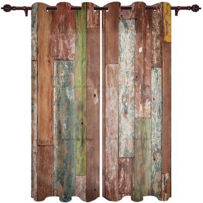 Houten deur Retro stijl raamgordijn Slaapkamer Woonkamer raamgordijnen Keukendecoratie Jaloezieën Gordijn 135W x 60H(cm) x1