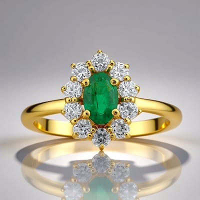 Cavill - Zilveren Ring 925 Sterling met Zambia Smaragd 0.354 ct & Cambodjaanse Zirkonia 1.045 ct - Elegante Luxe Prong Zetting