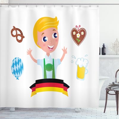 New Bed, Duits Beierse Jongen Oktoberfest, Douchegordijn Badkamer Decor Set met Haakjes, 180 cm B 200 cm L