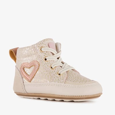 Groot leren babyschoenen beige goud - Maat 18 - Uitneembare zool - In cadeauverpakking
