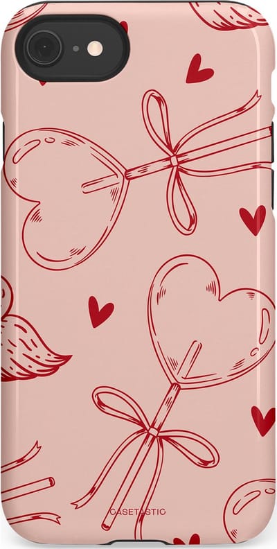 Casetastic Hoesje Geschikt voor Apple iPhone 7/8/SE - Stijlvolle Beschermende Duo-layer Case - Zoete strikjes