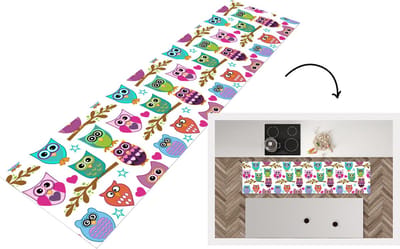 Keukenloper - Loper keuken - Design - Uilen - Dieren - 200x50 cm - Keukenloper vinyl