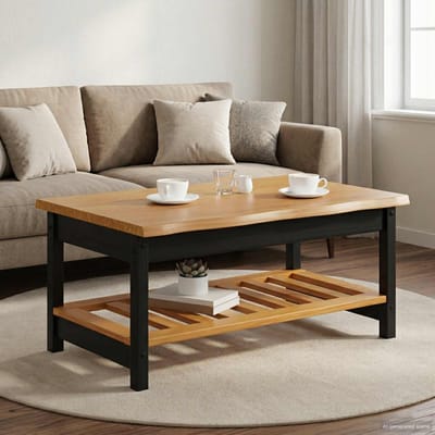 vidaXL - Salontafel - EKAI - Zwart - 100 - x - 60 - x - 45,5 - cm - Massief - grenenhout