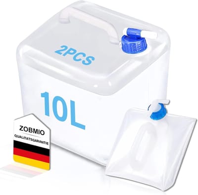 Set van 2 Opvouwbare Waterjerrycans met Kraan - 10 Liter - Perfect voor Kamperen en Outdoor Activiteiten