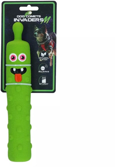 Dog Comets Hondenspeelgoed - Rubber Stick - Extra Sterk - Latex Invaders - 26 cm - Groen - M