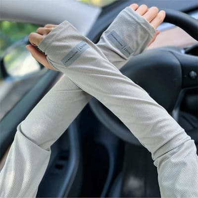 Manchons de Glace Grande Taille pour Protection Solaire Été Extérieur Protection UV Manchons Amples Gants d'Extérieur pour Conduite grise