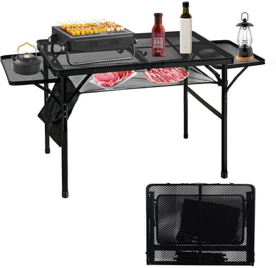 Dailygoods- Grilltafel Opvouwbaar - Draagbare Aluminium Tafel - Verstelbare Hoogte 40,5/65 cm - Voor Kamperen/Picknick - Ideaal voor BBQ/Feest - Picknicktafel