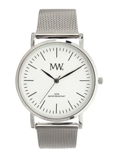 MW Horloge Flat Style Silver Mesh White Dial