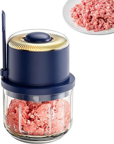 Mini Hakmolen - Keukenmachine Chopper - Snelle Maaltijdvoorbereiding - Draadloos Draagbaar Apparaat - 350 ml - Blauw
