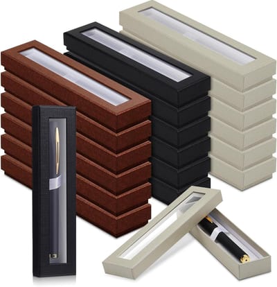 Colarr 36 Stuks Lege Pen Geschenkdoos Pen Case met Kussen Clear Deksel Kartonnen Pen Doos Pen Display Case voor Presentatie Sieraden Geschenkverpakking Kantoorbenodigdheden Verjaardag Souvenir, Zwart