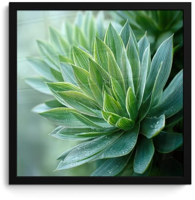 Poster in lijst - Fotolijst 40x40 cm - Posters - Blad - Plant - Groen - Textuur - Posterlijst zwart - Decoratie - Wanddecoratie woonkamer - Muurdecoratie slaapkamer